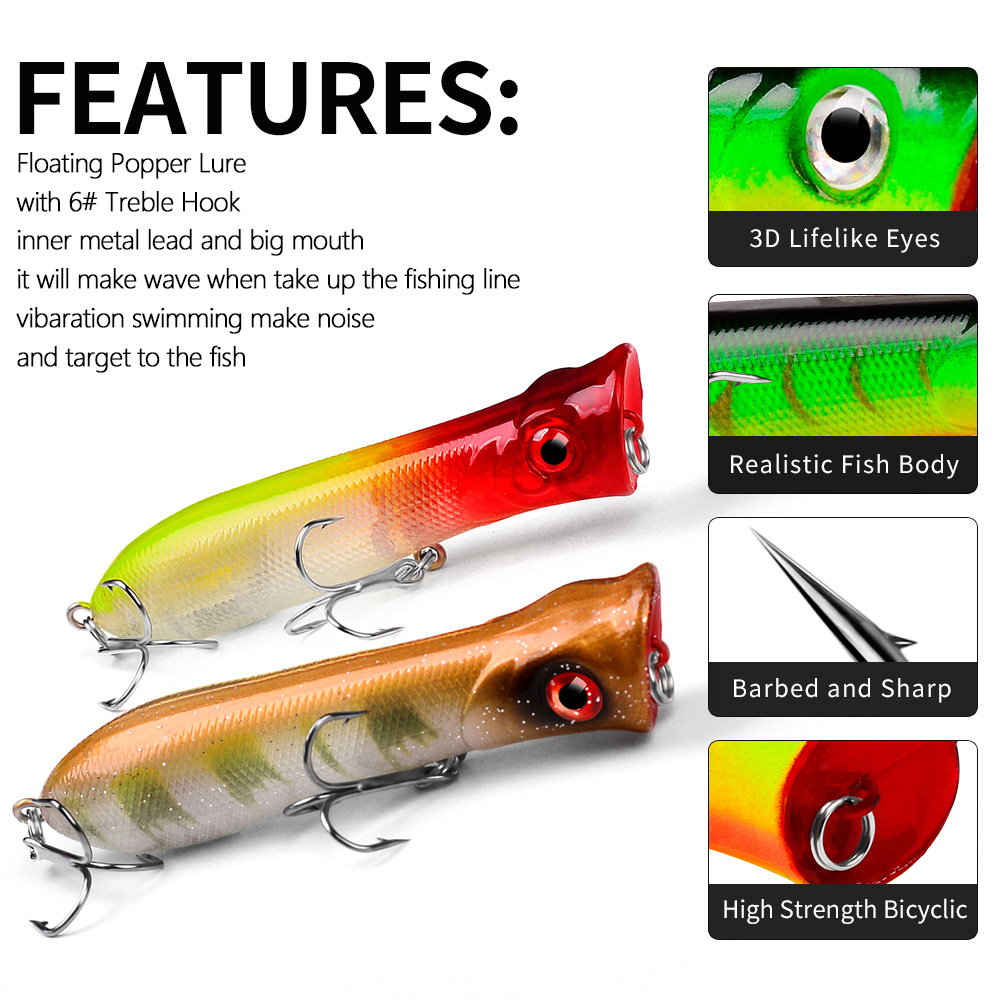 탑워터 포퍼 바닷물 낚시 8cm-12g 6 #   떠다 - Fishing Lure Popper 리뷰 및 가격