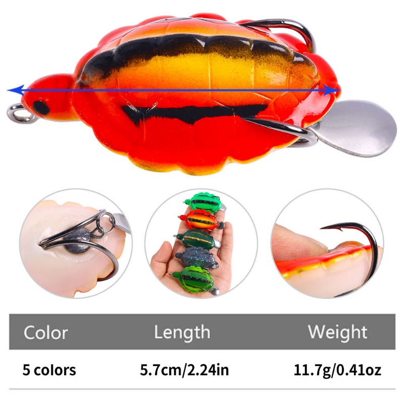 5pcs 거북이 모양 개구리 미끼 소프트 미끼 더블 후 - Fishing Lure Blade Bait 리뷰 및 가격