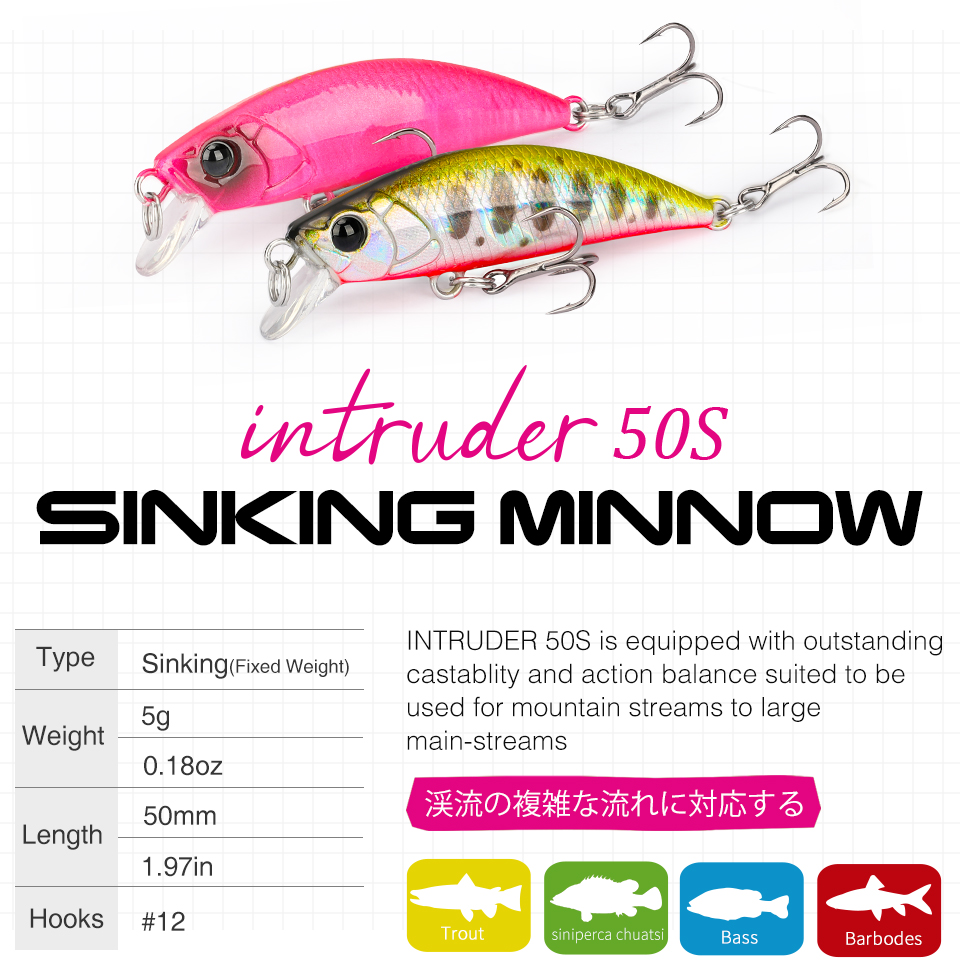 TSURINOYA 50S 새로운 색상 5cm 5g 싱킹 - Fishing Lure Jerkbait 리뷰 및 가격
