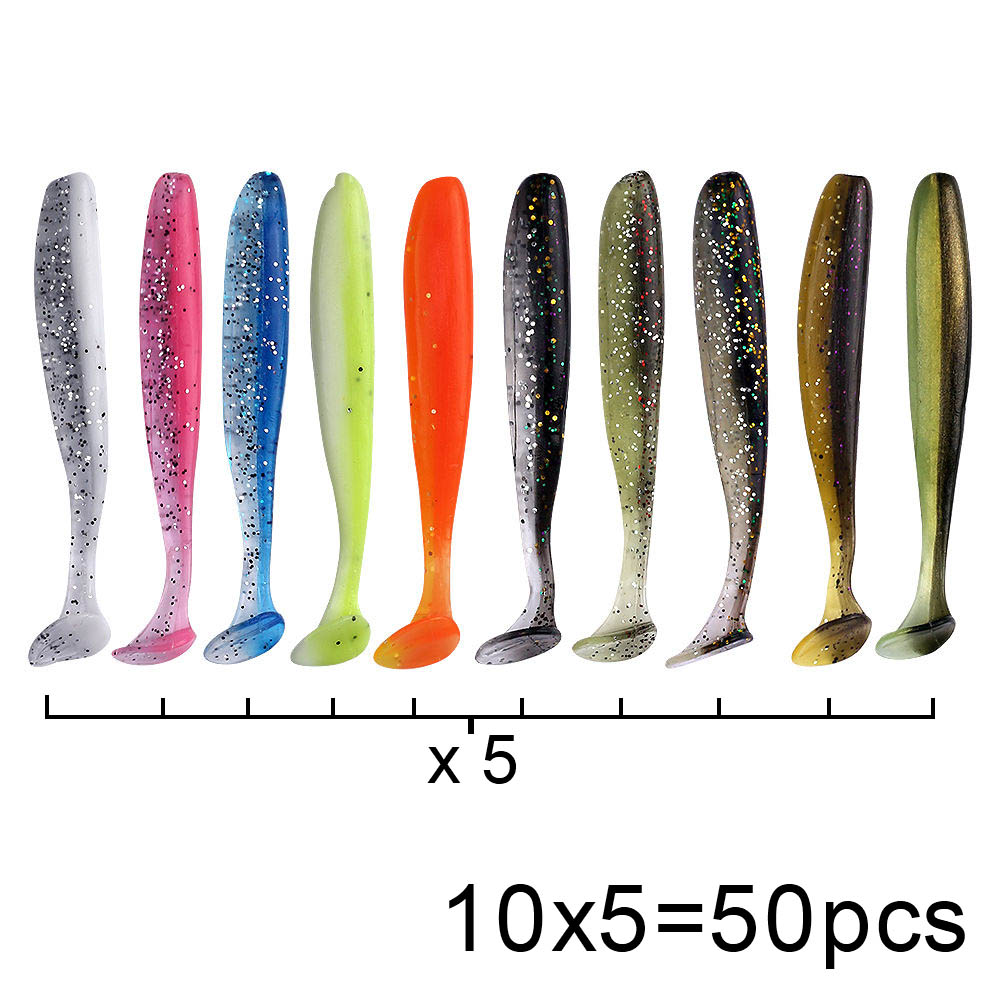 QXO 50 개/몫 Swimbait 소프트 루어 실리콘 - Fishing Lure Spinnerbait 리뷰 및 가격