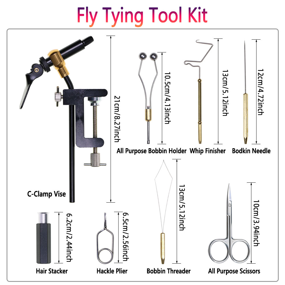 8종 강화강철 C-클램프 바이스 플라이 타잉 툴 키트  - Fishing Lure Making Kit 리뷰 및 가격
